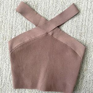 Aritzia Babaton knit criss cross cropped tank